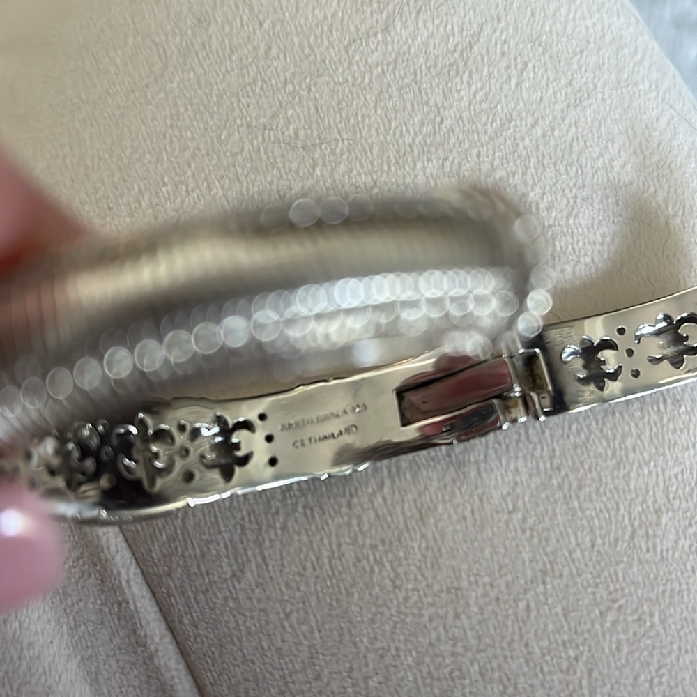 Judith Ripka Silver Textured Bangle Bracelet - Picture 7 of 9